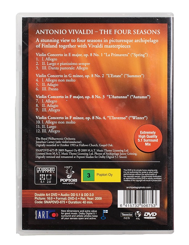Vivaldi: The Four Seasons - DVD - DVD-elokuvat - 10105503696 - 1