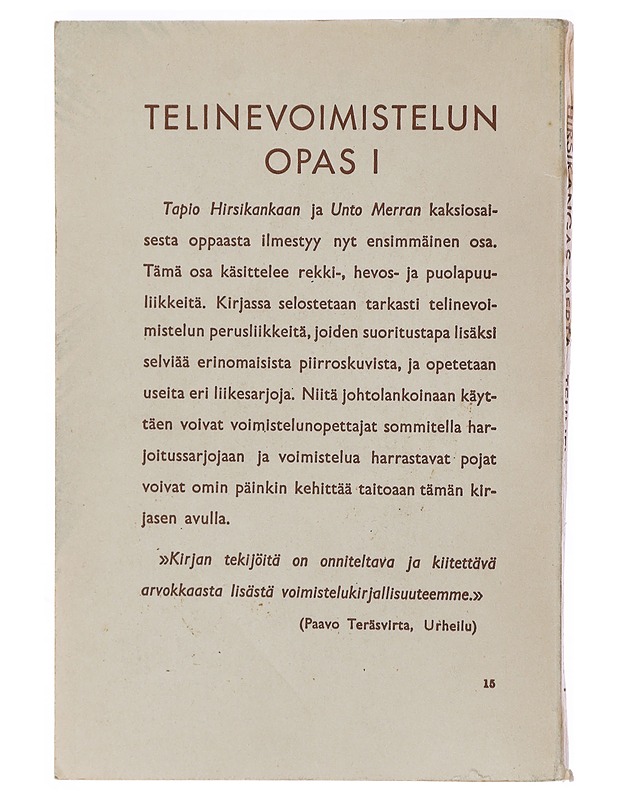 Tapio Hirsikangas & Unto Merta : Telinevoimistelun opas 1 - Harrastekirjat - 10105503711 - 1