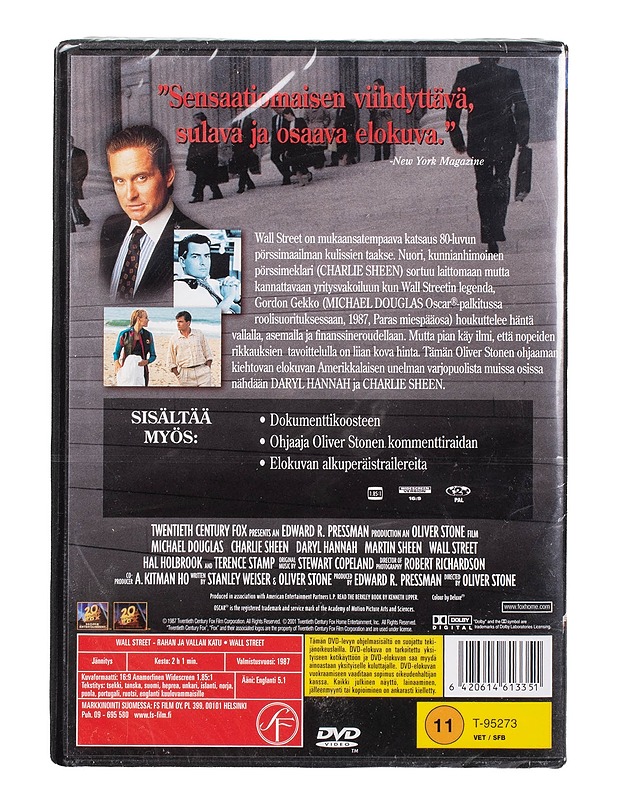 Wall Street-Rahan Ja Vallan Katu - DVD - DVD-elokuvat - 10105503782 - 1