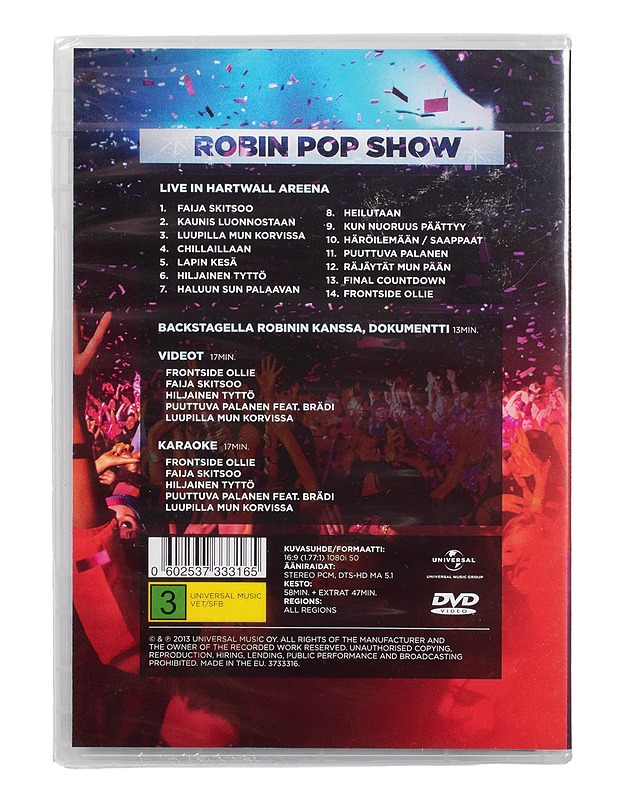 Robin : Pop Show Live in Hartwall Areena - DVD - DVD-elokuvat - 10105503960 - 1