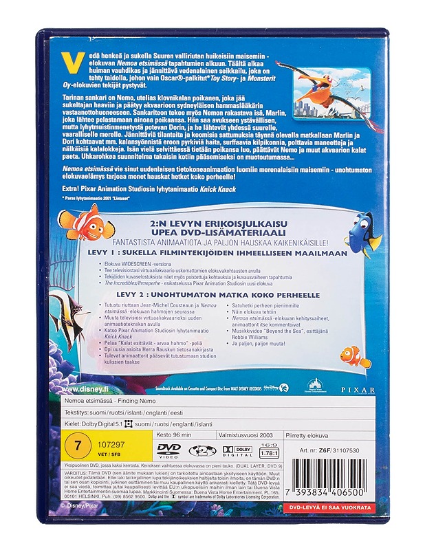Nemoa etsimässä - DVD - DVD-elokuvat - 10105503969 - 1