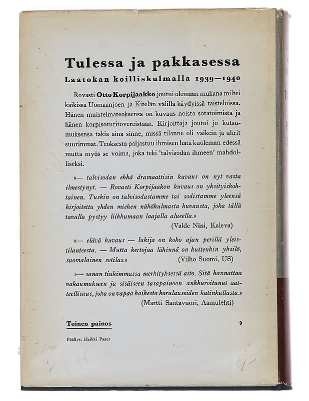 Tulessa ja pakkasessa - Otto Korpijaakko - Elämäkerrat ja muistelmat - 10105504014 - 1