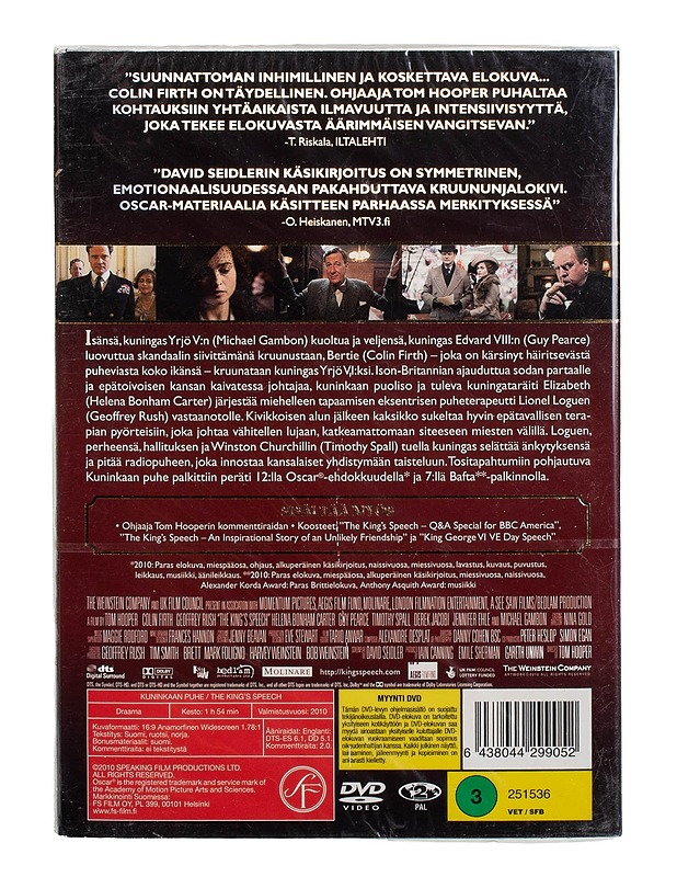 Kuninkaan puhe - DVD - DVD-elokuvat - 10105504016 - 1