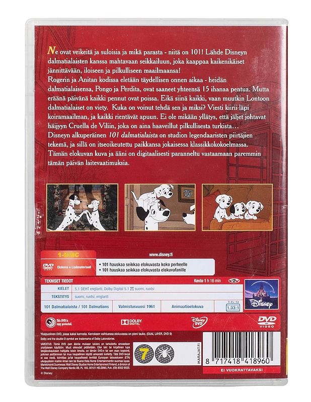 101 Dalmatialaista - DVD - DVD-elokuvat - 10105504137 - 1