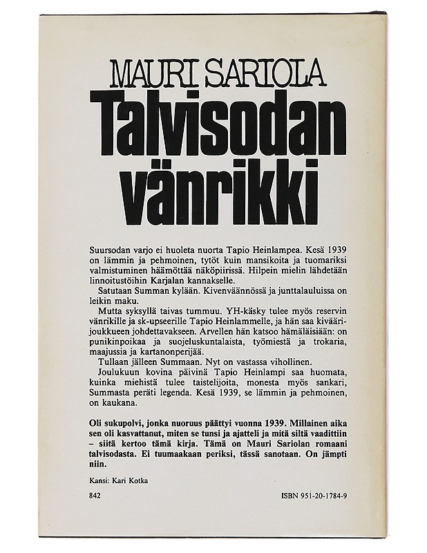 Talvisodan vänrikki - Sariola, Mauri - Romaanit ja novellit - 10105504154 - 1