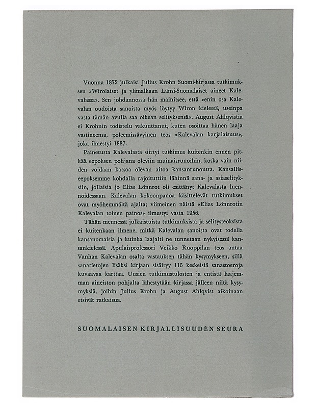 Kalevala ja kansankieli - Ruoppila, Veikko - Tietokirjat - 10105504174 - 1