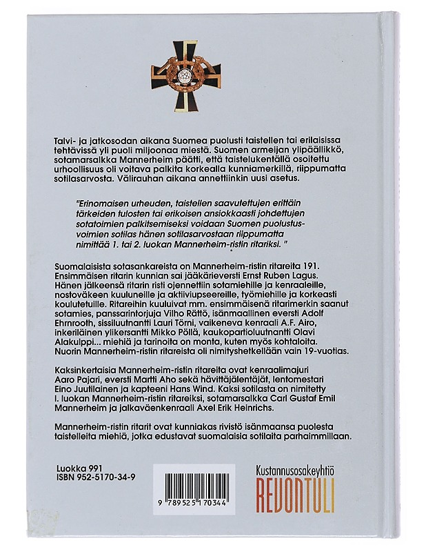 Mannerheim-ristin ritarit : 191 suomalaista sotasankaria - Porvali, Seppo - Elämäkerrat ja muistelmat - 10105504338 - 1