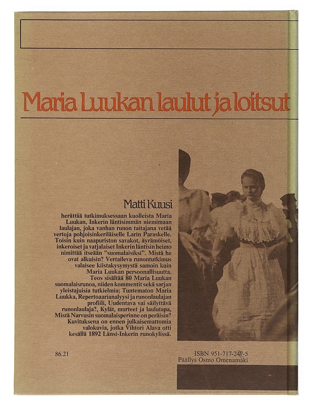 Maria Luukan laulut ja loitsut - Matti Kuusi - Romaanit ja novellit - 10105504390 - 1