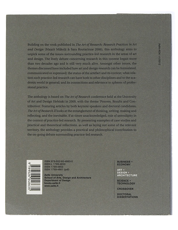 The art of research II: process, results and contribution - Maarit Mäkelä, Tim O'Riley - Tietokirjat ja oppaat - 10105504889 - 1