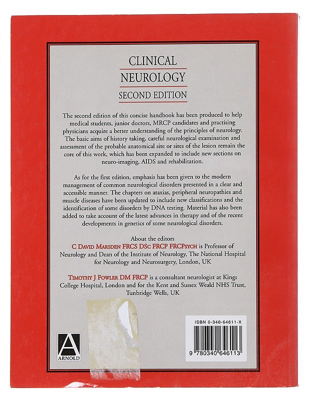 Clinical Neurology (2nd edition) ; Marsden , C. David ; Fowler , Timothy J. - Tietokirjat ja oppaat - 10105504926 - 1