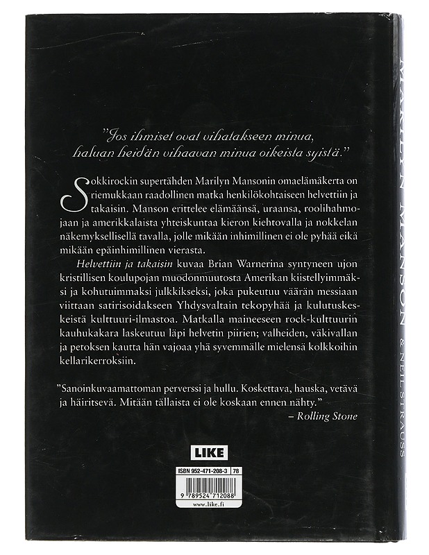 Helvettiin ja takaisin - Manson, Marilyn - Elämäkerrat ja muistelmat - 10105505235 - 1