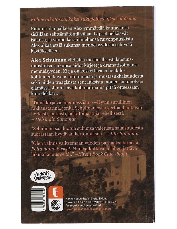 Polta nämä kirjeet - Schulman, Alex - Romaanit ja novellit - 10105505475 - 1
