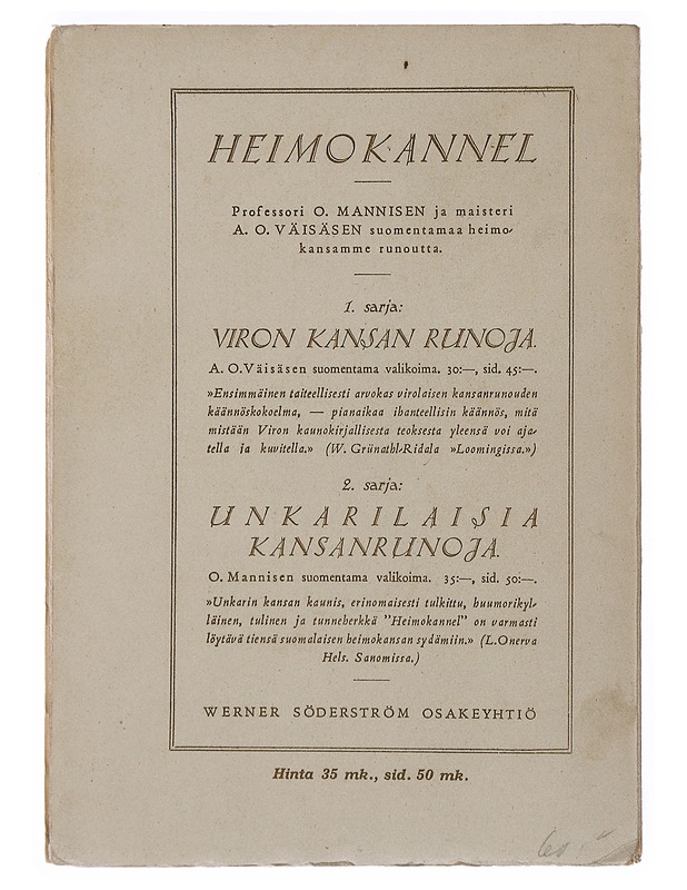 Heimokannel III - O Manninen - Runot ja näytelmät - 10105505603 - 1