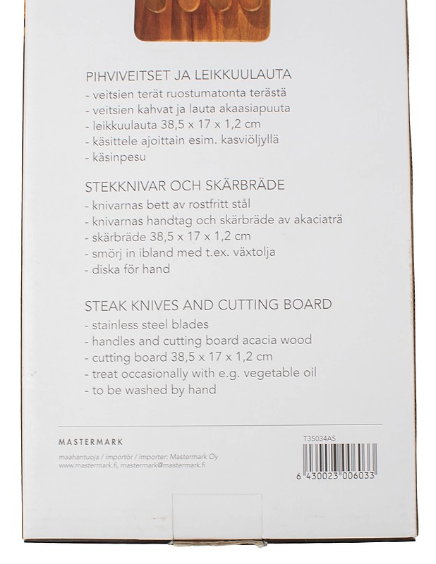 MASTERMARK Arzie pihviveitset ja leikkuulauta - Aterimet - 10105505849 - 1