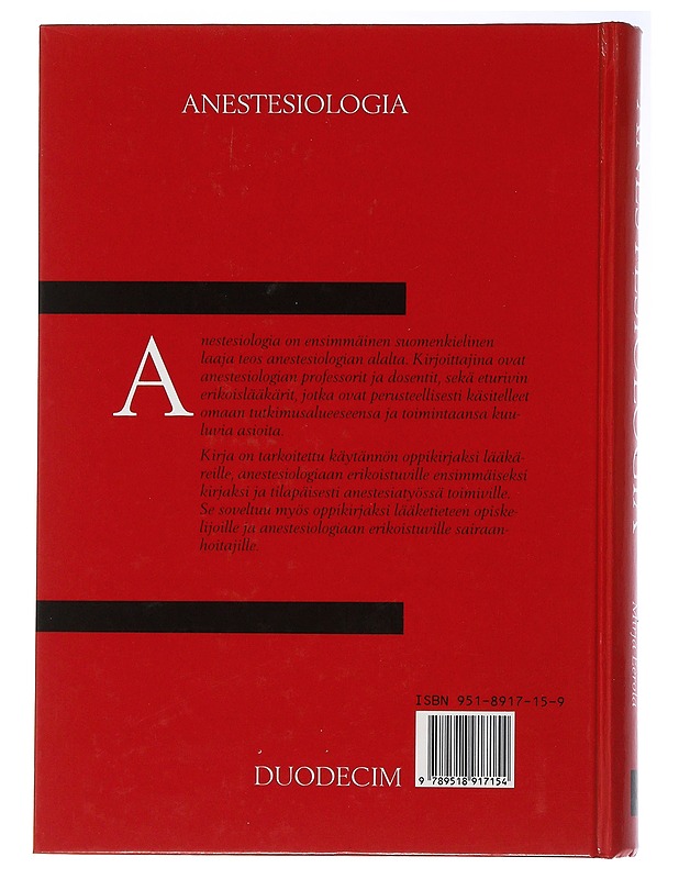 Anestesiologia - Eerola, Mirja - Tietokirjat ja oppaat - 10105506041 - 1