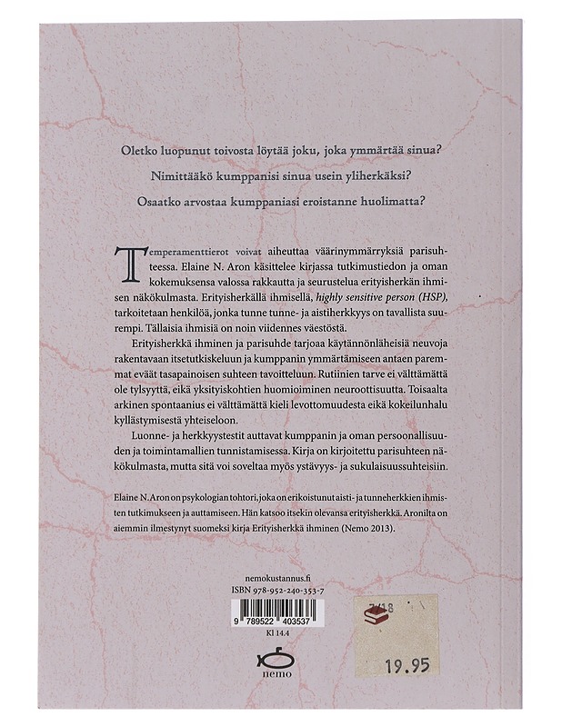 Erityisherkkä ihminen ja parisuhde - Aron, Elaine N. - Tietokirjat ja oppaat - 10105506133 - 1
