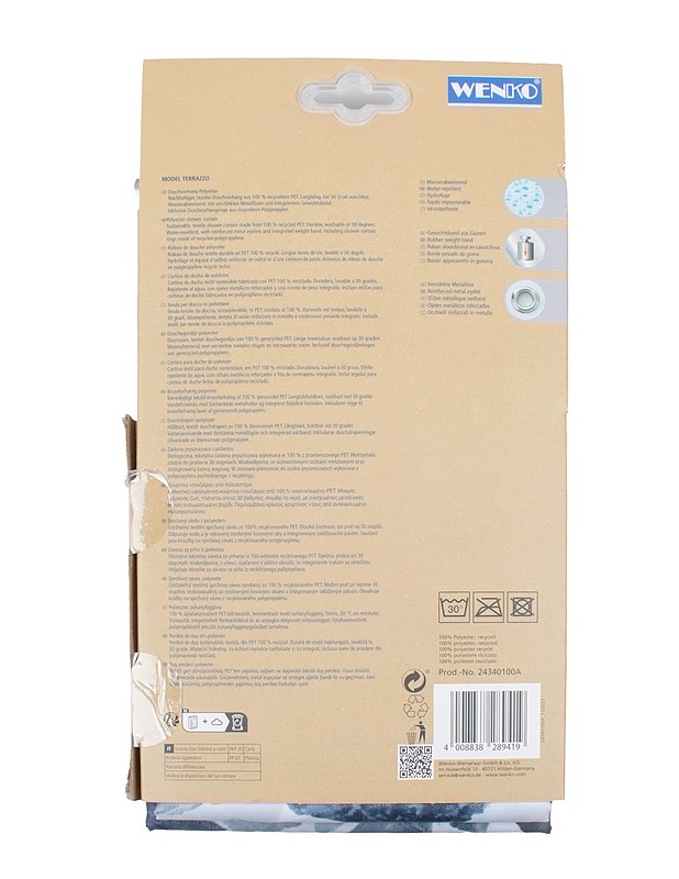 WENKO Suihkuverho, 180x200 cm - Verhot ja kapat - 10105506702 - 1