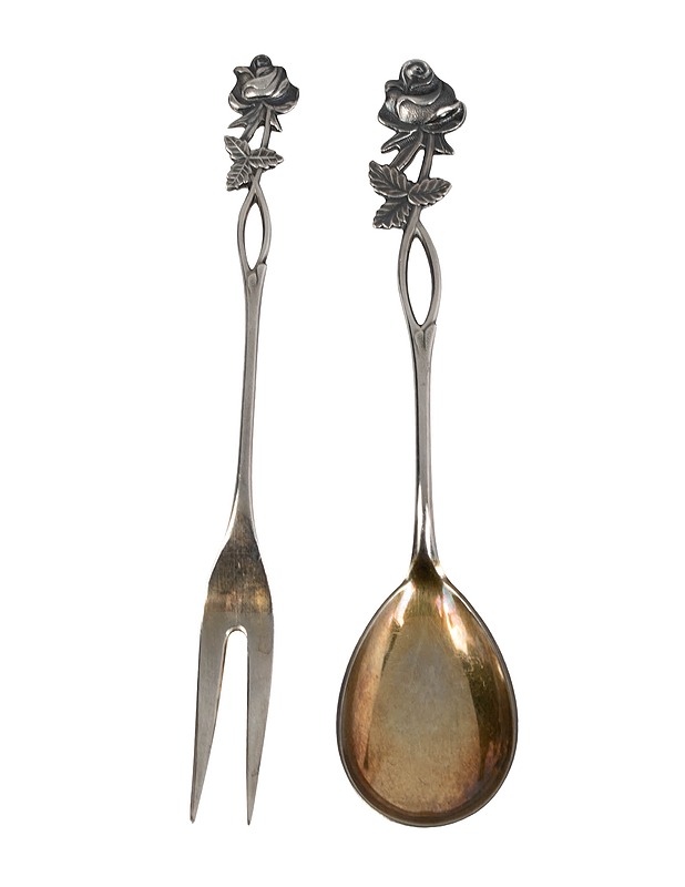 AURAN KULTASEPPÄ OY Ruusu lusikka ja pikkuhaarukka - Aterimet - 10105506854 - 0