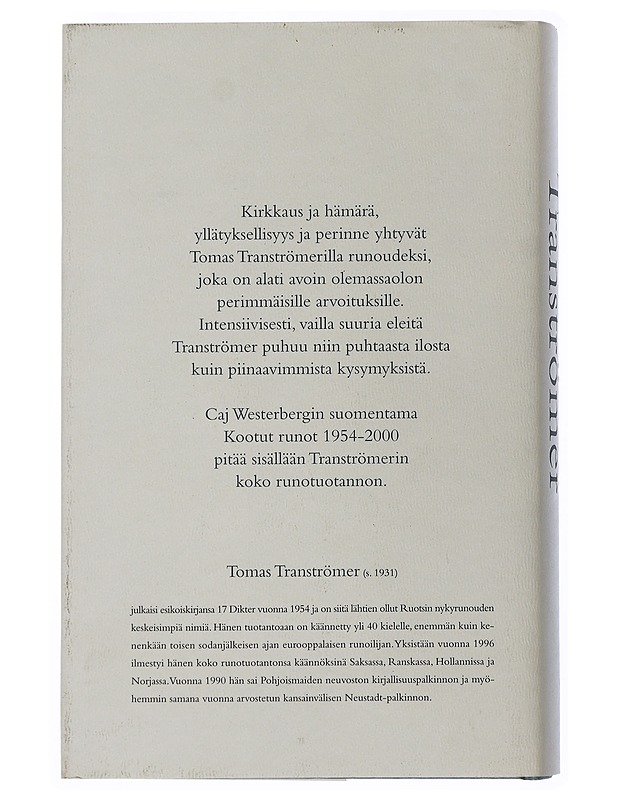 Kootut runot / 1954-2000 - Tranströmer, Tomas - Runot ja näytelmät - 10105507501 - 1