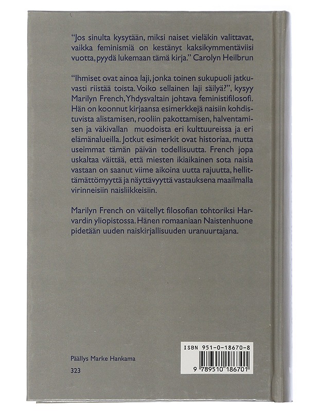 Sota naisia vastaan - Marilyn French - Historiakirjat - 10105507735 - 1