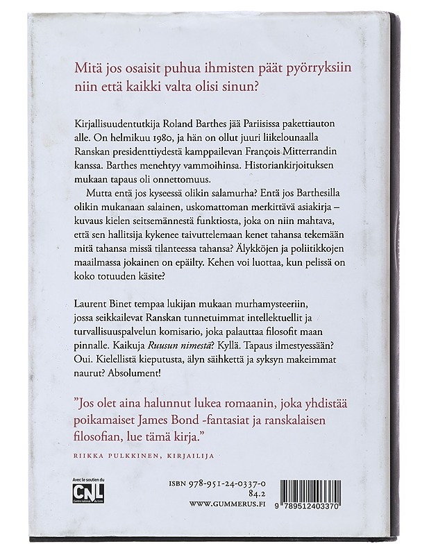 Kuka murhasi Roland Barthesin? - Binet, Laurent - Romaanit ja novellit - 10105507890 - 1