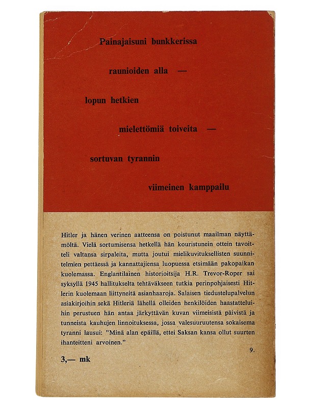 Hitlerin viimeiset päivät - Trevor-Roper - Elämäkerrat ja muistelmat - 10105508106 - 1