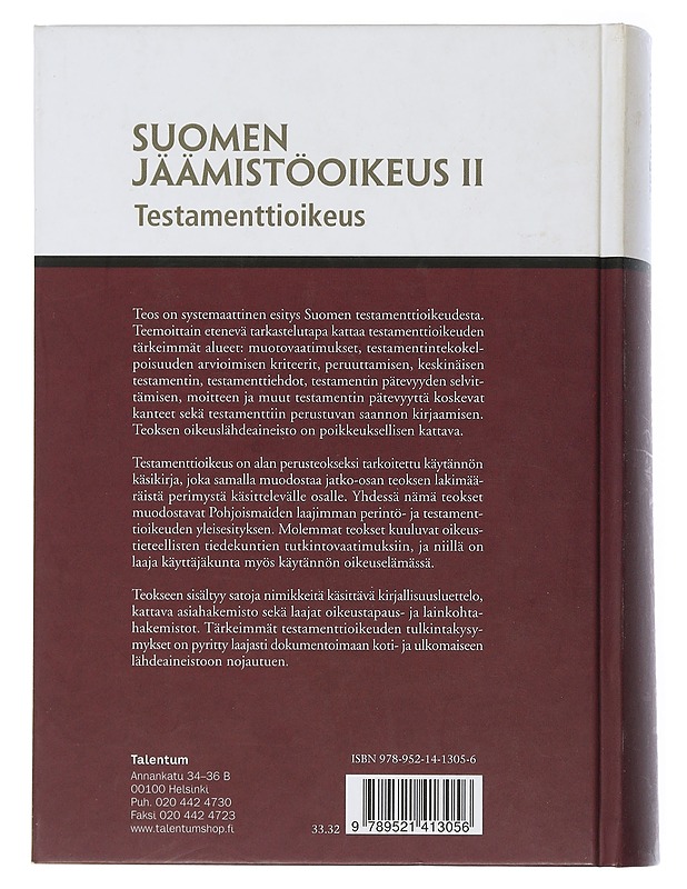 Suomen jäämistöoikeus. II, Testamenttioikeus - Aarnio, Aulis - Tietokirjat ja oppaat - 10105508156 - 1