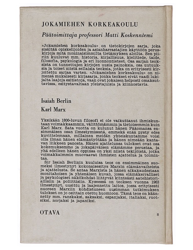 Karl Marx - Isaiah Berlin - Tietokirjat ja oppaat - 10105508419 - 1