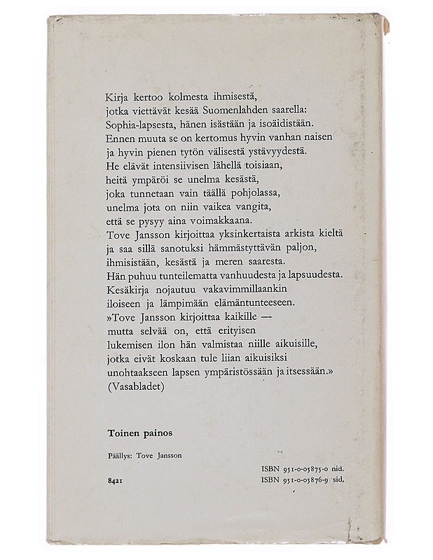 Kesäkirja - Jansson, Tove - Romaanit ja novellit - 10105508543 - 1