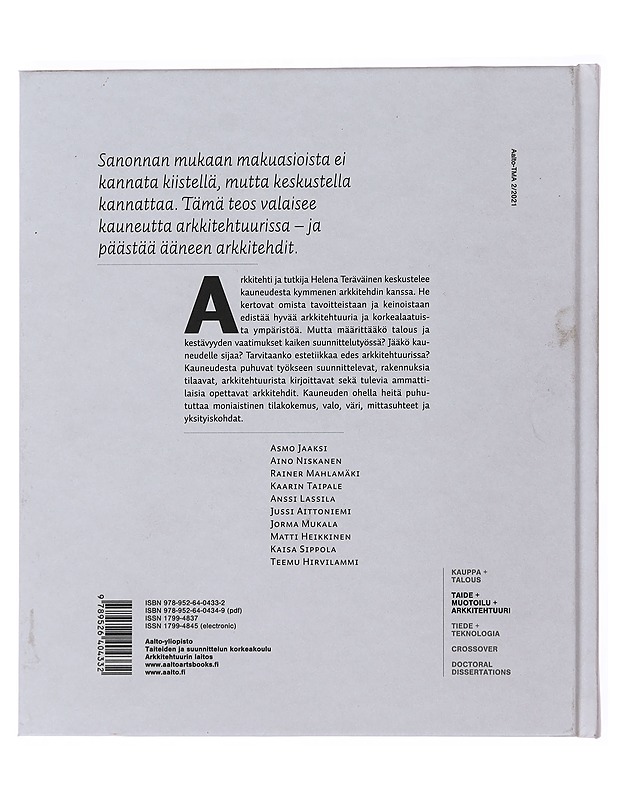Keskusteluja kauneudesta arkkitehtuurissa - Helena Teräväinen - Tietokirjat ja oppaat - 10105508548 - 1