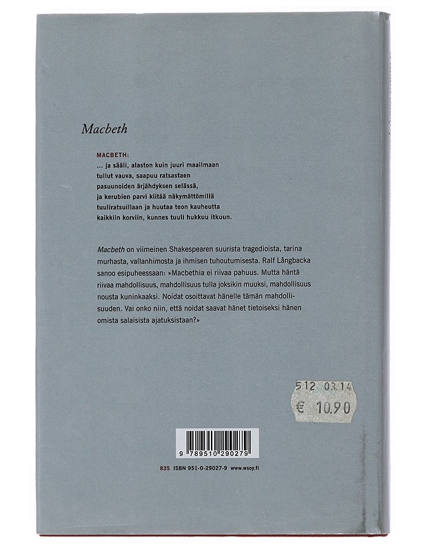 Macbeth - Shakespeare, William - Runot ja näytelmät - 10105508605 - 1