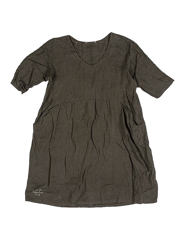 Tummanvihreä pellavamekko - Mekot ja hameet - 10105508712 - 0