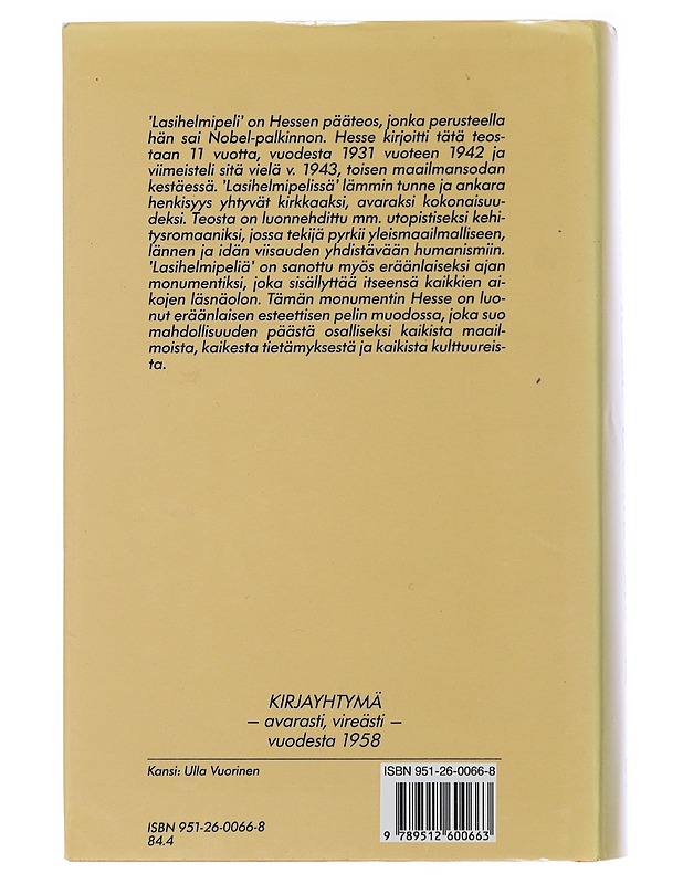 Lasihelmipeli : magister ludi Josef Knechtin elämän kuvaus ja Knechtin jälkeenjääneet kirjoitukset julkaissut Hermann Hesse - Hesse, Hermann - Musiikki- ja elokuvakirjat - 10105508838 - 1