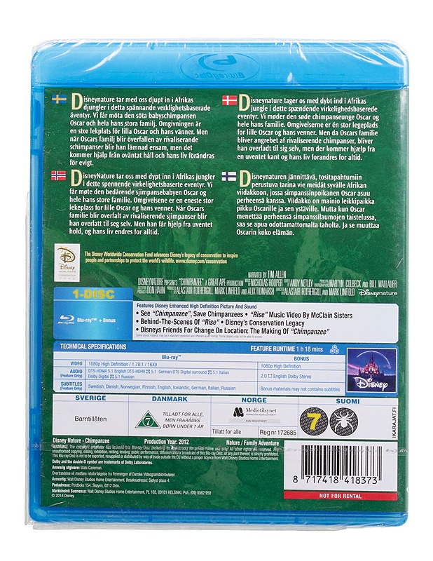 Disney Nature Chimpanzee - Blu-Ray - Blu-ray-levyt - 10105508987 - 1