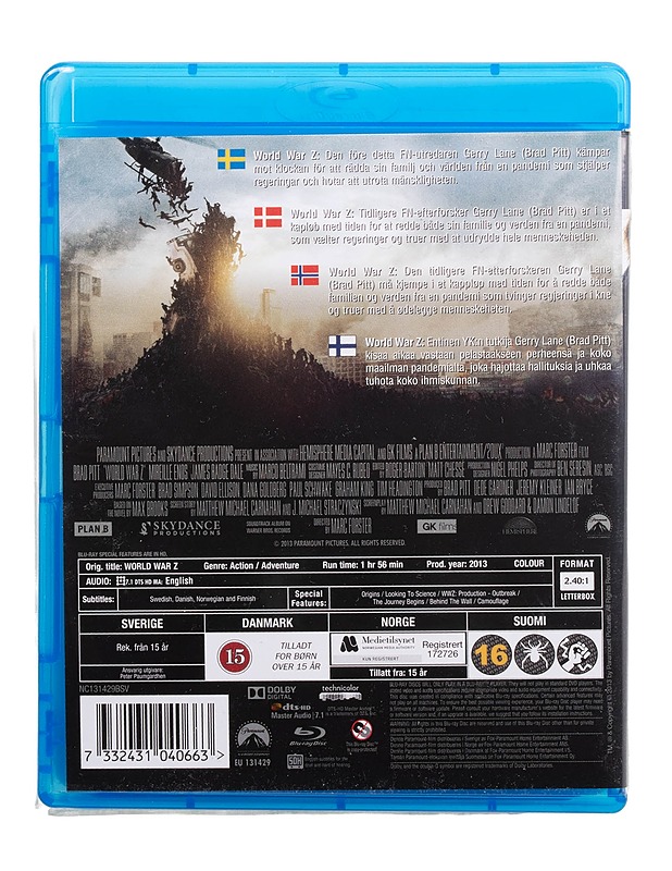World War Z - Blu-ray - Blu-ray-levyt - 10105509008 - 1
