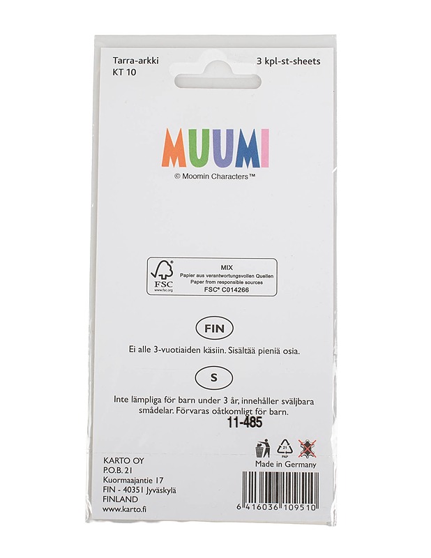 KARTO Muumi tarra-arkki, 3 kpl - Askartelu - 10105509023 - 1