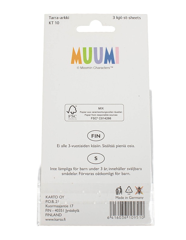 KARTO Muumi tarra-arkki, 3 kpl - Askartelu - 10105509027 - 1