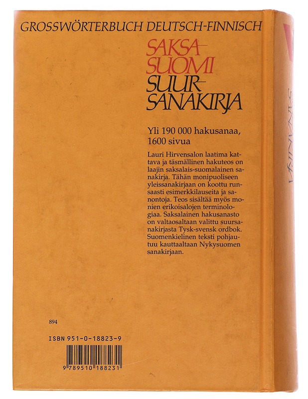 Saksa-suomi suursanakirja - Lauri Hirvensalo - Tietokirjat ja oppaat - 10105509056 - 1