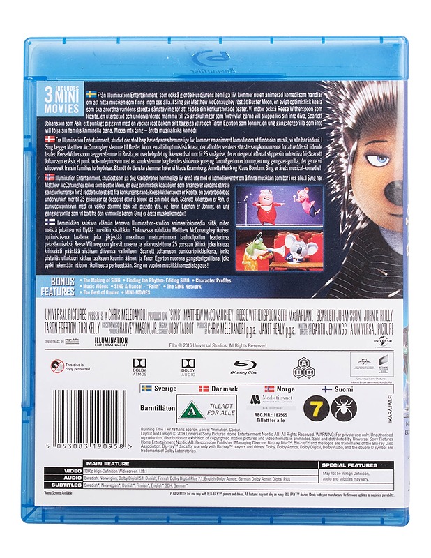Sing - Blu-ray - Blu-ray-levyt - 10105509089 - 1