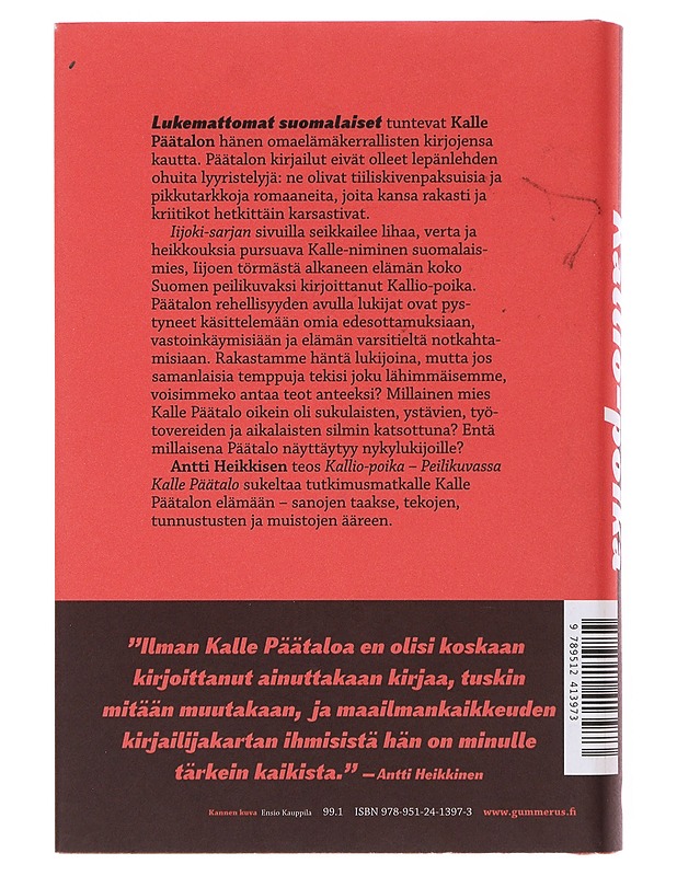 Kallio-poika : peilikuvassa Kalle Päätalo - Heikkinen, Antti - Elämäkerrat ja muistelmat - 10105509209 - 1