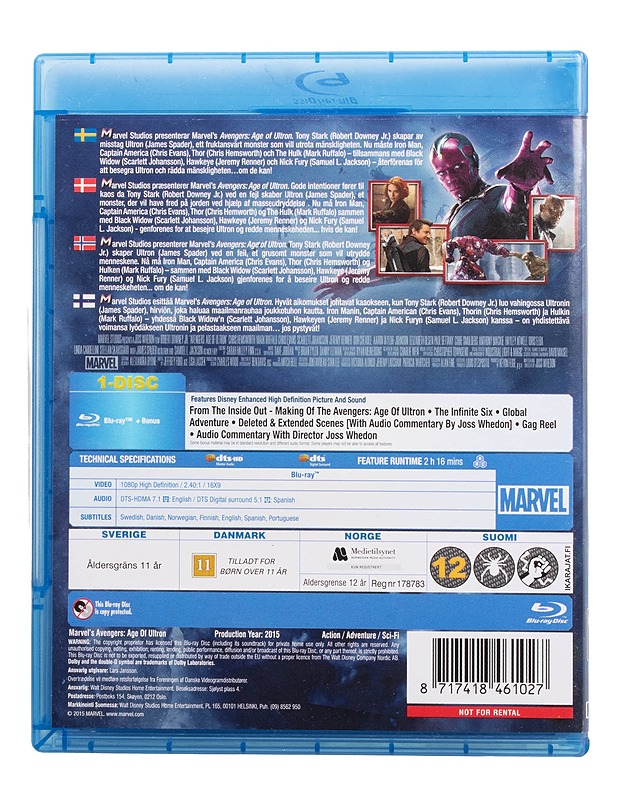 Avengers Age of ultron - Blu-ray - Blu-ray-levyt - 10105509286 - 1