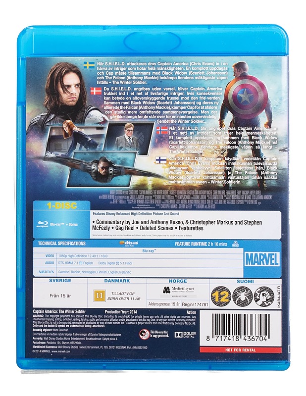 Captain America: The Winter Soldier - Blu-Ray - Blu-ray-levyt - 10105509401 - 1