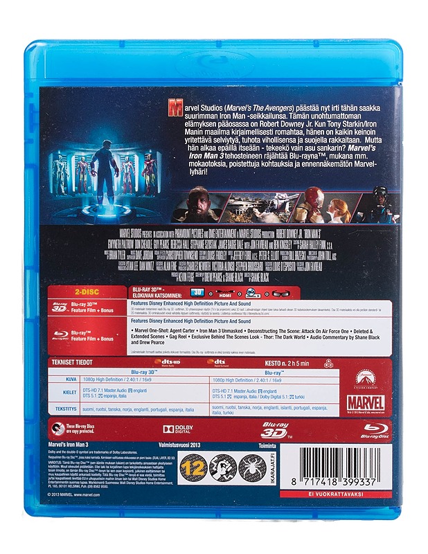 Iron Man 3 - Blu-ray - Blu-ray-levyt - 10105509479 - 1