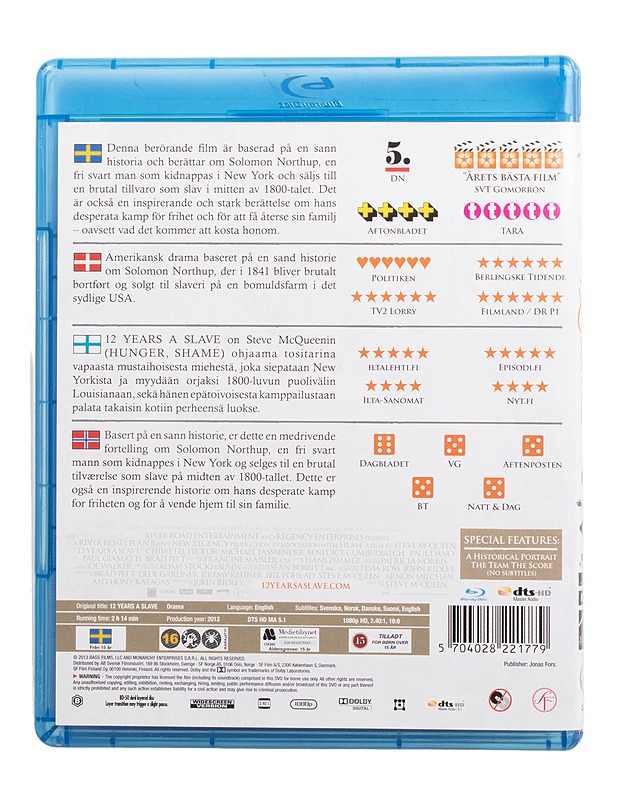 12 years a slave - Blu-Ray - Blu-ray-levyt - 10105509574 - 1