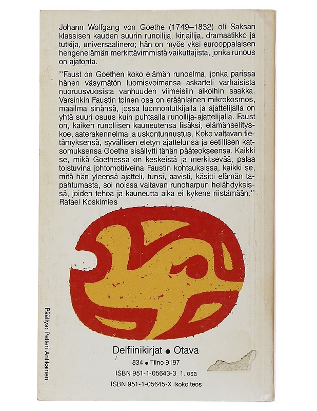 Faust. [1], Murhenäytelmän ensimmäinen osa - Goethe, Johann Wolfgang von - Runot ja näytelmät - 10105509961 - 1