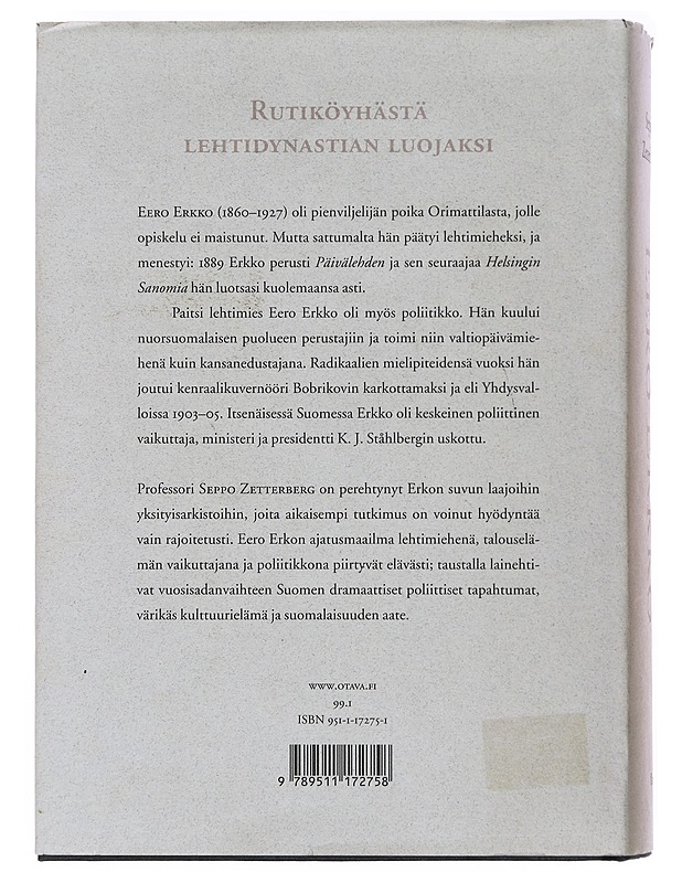 Eero Erkko - Seppo Zetterberg - Elämäkerrat ja muistelmat - 10105509962 - 1