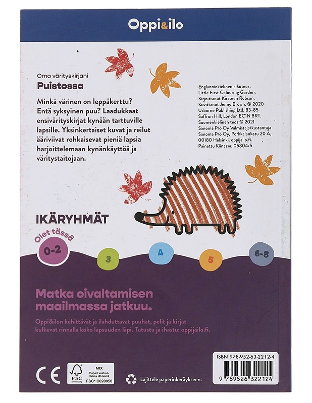 Oppi & ilo: Oma värityskirjani: Puistossa - Lastenkirjat - 10105510348 - 1