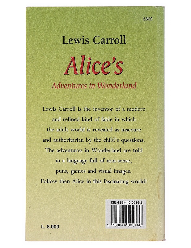 Alice's adventures in Wonderland - Lewis Carrol - Kaunokirjallisuus - 10105510360 - 1