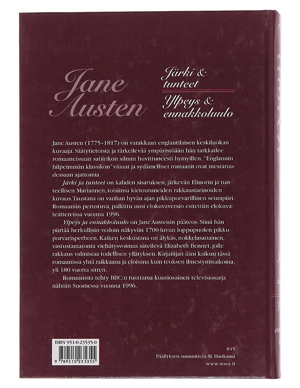 Järki & tunteet ; Ylpeys & ennakkoluulo - Austen, Jane - Romaanit ja novellit - 10105510361 - 1