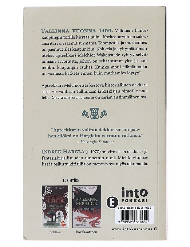 Apteekkari Melchior ja Olevisten kirkon arvoitus - Hargla, Indrek - Jännitys ja dekkarit - 10105511312 - 1